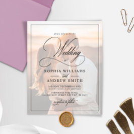 Budget Black & White Photo Wedding-inbjudan