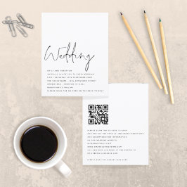BUDGET Black White Script QR Code Wedding Bjud in