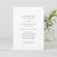 Budget Black White Serif Minimalist bröllopsinbjud
