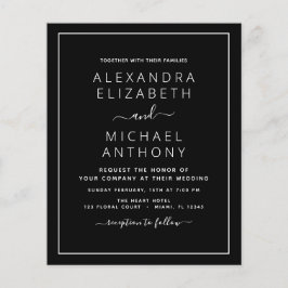 Budget Black White Wedding-inbjudan Flygblad