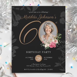 Budget Blommig 60-årsdag Invitation