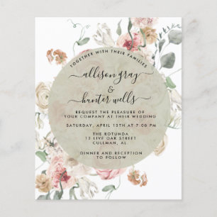 Budget Blommig Bröllopsinbjudan Annabeth Flyer