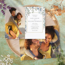 Budget Blommig Lövverk Fotos Bröllopsinbjudan