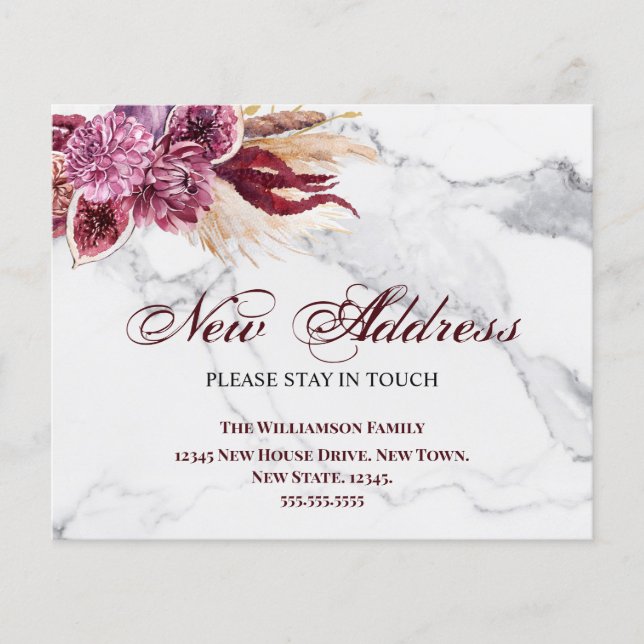 Budget Blommig Ny adress Flyttmeddelande  (Framsida)