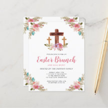 Budget Blommig Religiös Kors Påsk Brunch Inbjudan