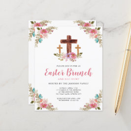 Budget Blommig Religiös Kors Påsk Brunch Inbjudan