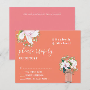 BUDGET Blommig Rosa Magnolior Korall Bröllop RSVP