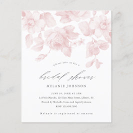 Budget Blommig Skript Rosa Bröllopsfest Inbjudan