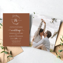 BUDGET Blommig Terrakotta Monogram Foto Bröllop 