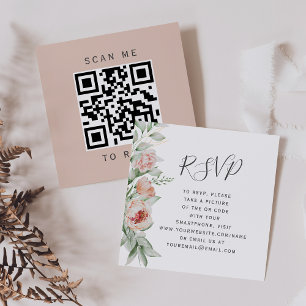Budget Blommig Vårbröllop QR-kod RSVP Tilläggskort
