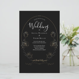 Budget Blommigt Black Gothic Wedding-inbjudan