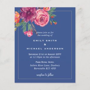 Budget Blommigt Blue Burgundy Rosa Orange Bröllop