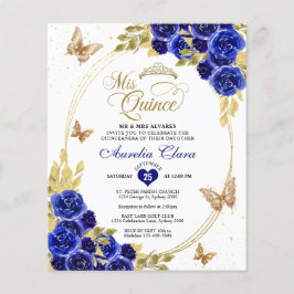 BUDGET Blommigt Blue Guld Butterfly Quinceanera