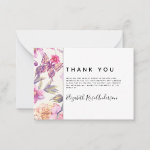 BUDGET Blommigt Butterfly Sympathy Funeral Tack Anteckningskort