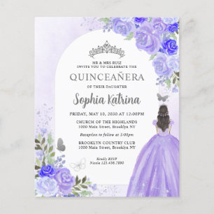 Budget Blommigt Lila Violet Princess Quinceanera