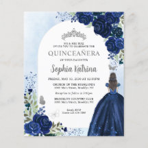 Budget Blommigt Navy Blue Grått Princess Quinceane
