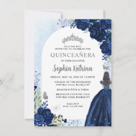 Budget Blommigt Navy Blue Grått Princess Quinceane Anteckningskort
