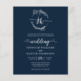 BUDGET Blommigt Navy Blue Monogram Photo Bröllop