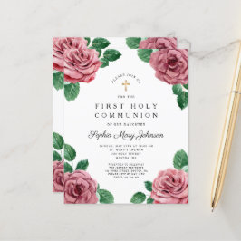 Budget Blommigt Peonies Religiösa First Communion