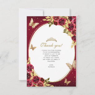 BUDGET Blommigt Red Guld Butterfly Photo Quinceañe Anteckningskort