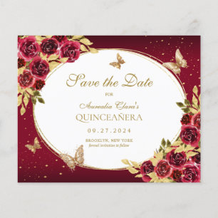 BUDGET Blommigt Red Guld Butterfly Quinceanera