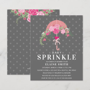 Budget Blommigt Rosa Paraplla Baby Shower-inbjudan