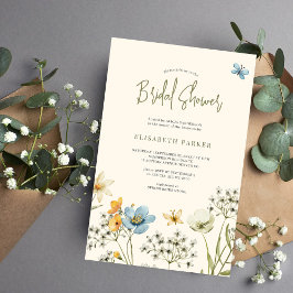 Budget blommigt wildblommor inbjudningskort för mö