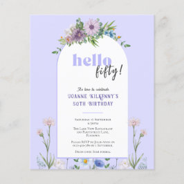 Budget Blommigts Lavender Birthday-inbjudan Flygblad