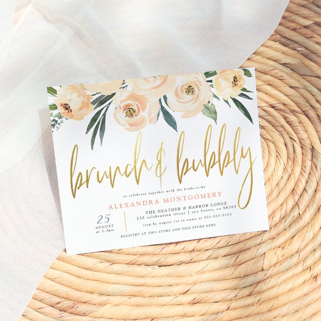 Budget Blommor Guld Brunch & Bubbels Bröllopsdusch (Skapare uppladdad)