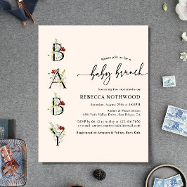 Budget Blommor i Rosa Baby Brunch Inbjudan