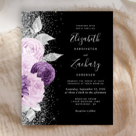 Budget Blommor Lila Silver Glitter Svart Bröllop