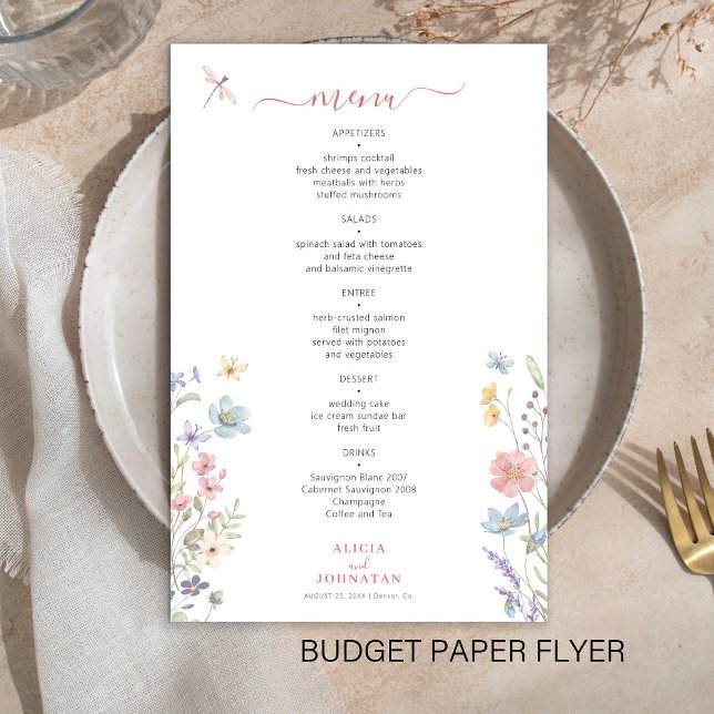 Budget blomster elegant bröllopsmeny folder flygblad (Skapare uppladdad)