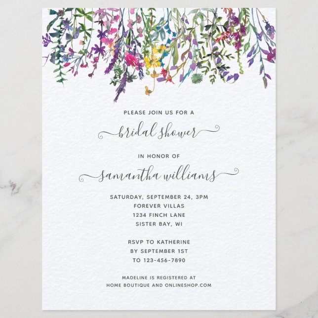 BUDGET Blomster Floral Bröllopsfest Inbjudan Reklamblad (Framsidan)