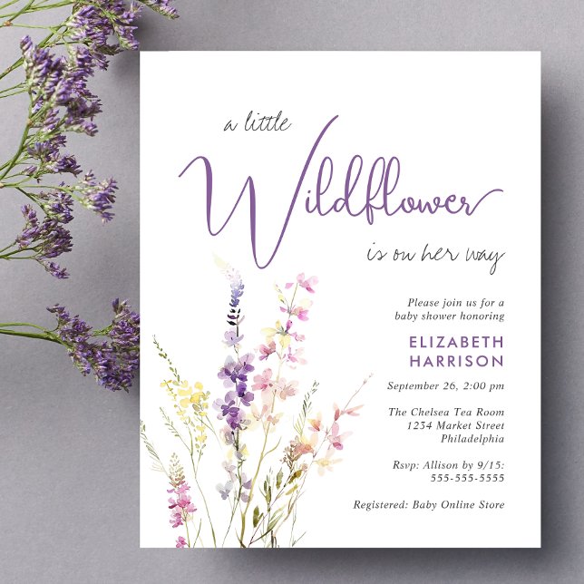 Budget Blomster vattenfärg Baby Shower Inbjudan (Skapare uppladdad)