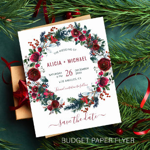 BUDGET blomster vinter jul bröllop spara datum Flygblad
