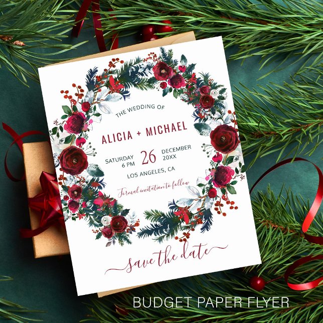 BUDGET blomster vinter jul bröllop spara datum Flygblad (Skapare uppladdad)