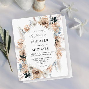 Budget Blue & Beige Boho Blommigt Bröllop