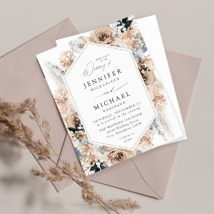 Budget Blue & Beige Boho Blommigt Bröllop V2 LN