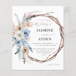 Budget Blue & Beige Boho Blommigt WAN Flygblad