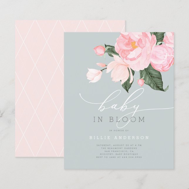 Budget Blue  Blommigt Girl Baby in Bloom Shower (Fram/baksida)