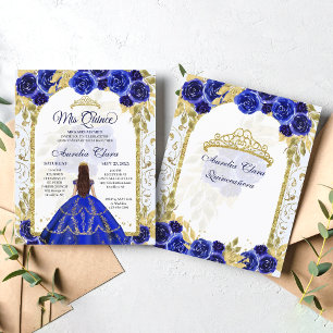 Budget Blue Blommigt Princess Guld Arch Quinceaner