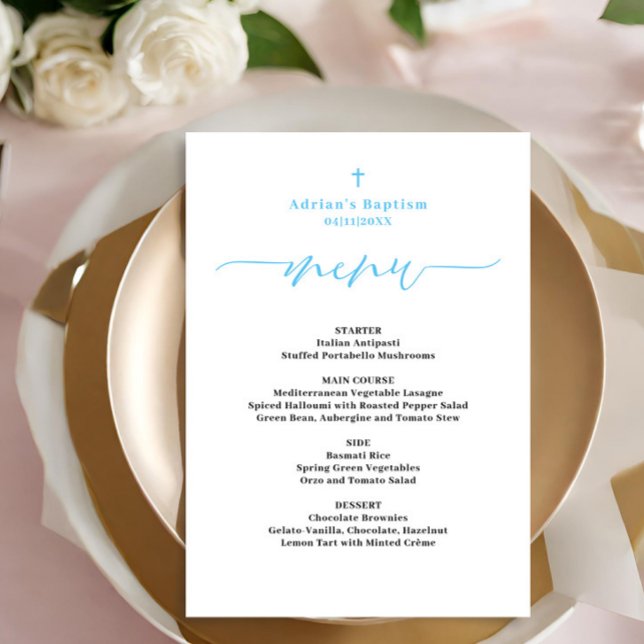 Budget Blue Boy Blommigt Wandan Baptism Menu (Skapare uppladdad)