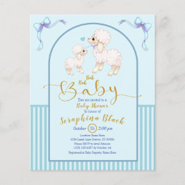 BUDGET Blue Boy Lamb Baby Shower-inbjudan