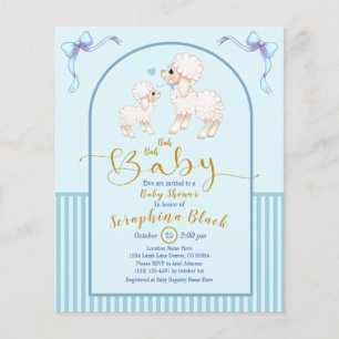 BUDGET Blue Boy Lamb Baby Shower-inbjudan
