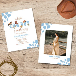 Budget Blue Cowboy Boy Baby Shower-inbjudan Flygblad