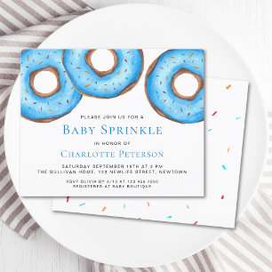 Budget Blue Donuts Boy Baby Sprinkle-inbjudan