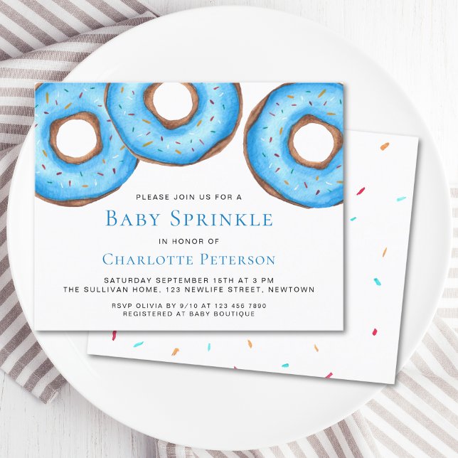 Budget Blue Donuts Boy Baby Sprinkle-inbjudan (Skapare uppladdad)