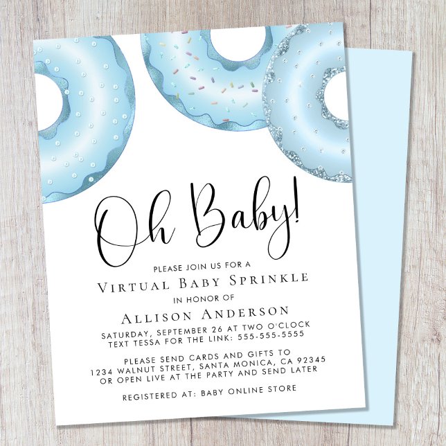 Budget Blue Donuts Virtuell Baby Shower Inbjudan (Skapare uppladdad)