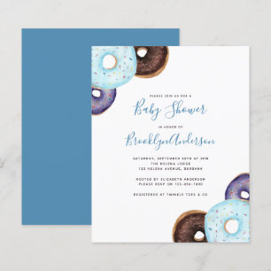 BUDGET Blue Doughnut Baby Shower-inbjudan