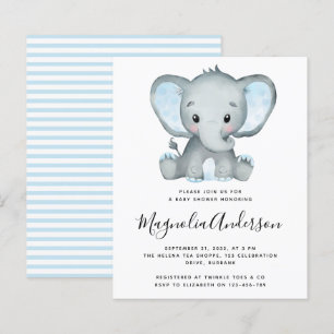 BUDGET Blue Elephant Baby Shower-inbjudan